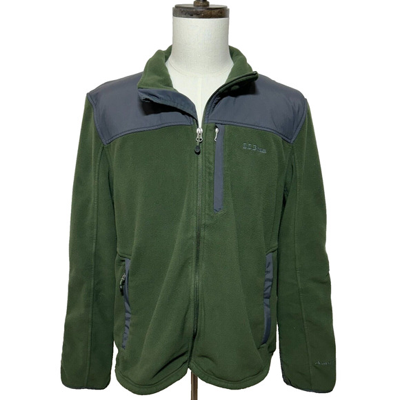 L.L. Bean Jacket Mens XL Green Gray Full Zip Fleece Zippered Pockets - Picture 1 of 10